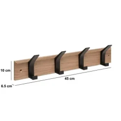 Kapstokken-5five Kapstok - 4 ophang haken - RVS - bruin/zwart - 45 x 10 cm