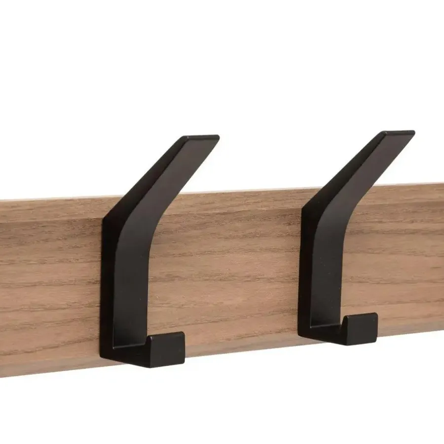 Kapstokken-5five Kapstok - 4 ophang haken - RVS - bruin/zwart - 45 x 10 cm