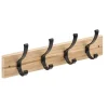 Kapstokken-5five Kapstok rek voor wand/muur - lichtbruin/zwart - 4x ophanghaken