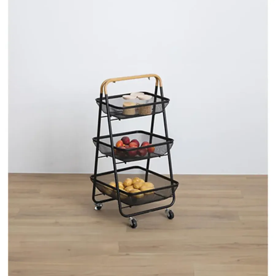 Trolleys-5five Keuken/badkamer opberg trolley - 3 laags - zwart