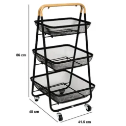 Trolleys-5five Keuken/badkamer opberg trolley - 3 laags - zwart