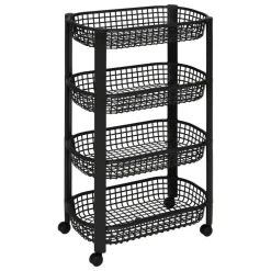 Trolleys-5five Keuken/badkamer trolley 4 laags - 46 x 25 x 79 cm - zwart