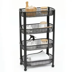 Trolleys-5five Keuken/badkamer trolley 4 laags - 46 x 25 x 79 cm - zwart