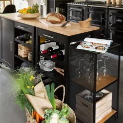 Trolleys-5five Keukentrolley - met lade - zwart/bruin - 87 x 58 x 48 cm