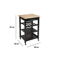 Trolleys-5five Keukentrolley - met lade - zwart/bruin - 87 x 58 x 48 cm