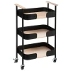 Trolleys-5five Keukentrolley/kast - zwart - metaal/hout - 75 x 46 x 29 cm - 3 niveaus - B