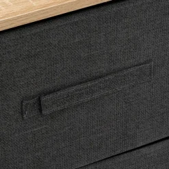 Ladekasten|Ladekasten-5five Opbergkast - 2x mand - 42x30x51cm - hout/stof donkergrijs