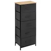 5five Opbergkast - 5x mand - 45x30x114cm - hout/stof donkergrijs