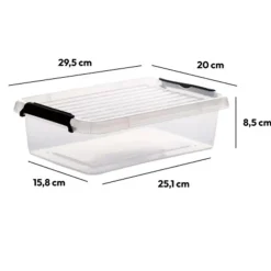 Opbergboxen-5five Opbergkist met deksel - Clip Box - 3L - 29x20x8 cm