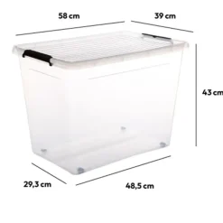 5five Opbergkist met deksel - Clip Box - 80L - 58x39x43 cm