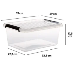 Opbergboxen-5five Opbergkist met deksel - Clip Box - 12,5L - 39x29x17 cm