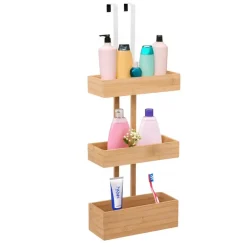 Badmeubelsets-5five Opbergmanden deur - 3-laags - bamboe - bruin - 28x19x75cm
