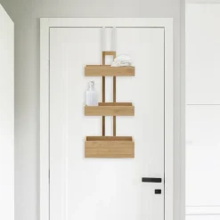 Badmeubelsets-5five Opbergmanden deur - 3-laags - bamboe - bruin - 28x19x75cm