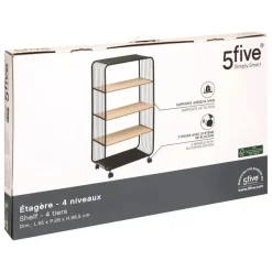 Wandrekken-5five Opbergrekje 4 laags met planken - metaal - 55 x 28 x 96 cm