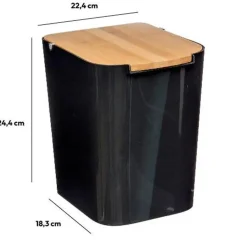 5five Five Prullenbak - 5 liter - bamboe - zwart/lichtbruin - 24 x 19 cm