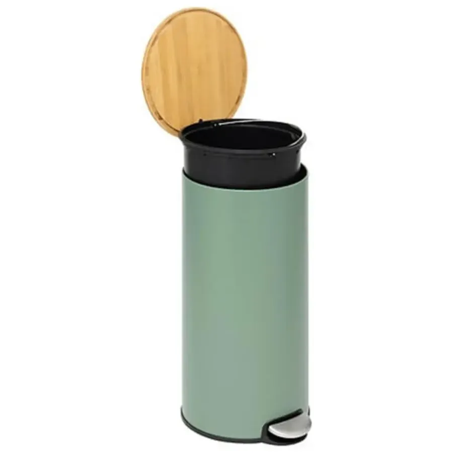 Prullenbakken-5five Prullenbak/pedaalemmer Bamboe - groen - 30L - 60 cm
