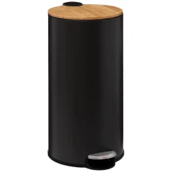 5five Prullenbak/pedaalemmer Bamboe - zwart - 30L - 38 x 29 x 60 cm