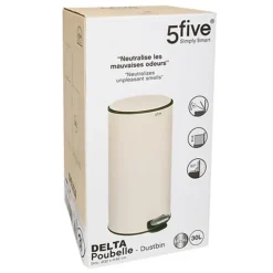 Prullenbakken-5five Prullenbak/pedaalemmer - beige - metaal - 30 liter
