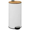 Prullenbakken-5five Prullenbak/pedaalemmer Bamboe - wit - 30L - 38 x 29 x 60 cm