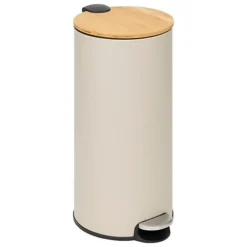 5five Prullenbak/pedaalemmer Bamboe - beige - 30L - 38x29x60 cm