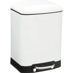 Prullenbakken-5five Prullenbak/pedaalemmer - wit - metaal - 6 liter - 23 x 32 cm