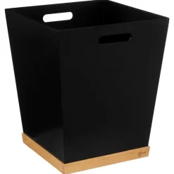 Prullenbakken-5five Prullenbak/vuilnisbak - 23 liter - MDF hout - zwart - 27 x 32 cm