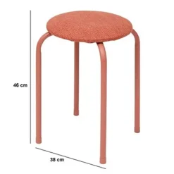 Krukjes-5five Stapelbaar zit krukje - metaal/polyester - roze