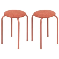 Krukjes-5five Stapelbaar zit krukje - metaal/polyester - roze