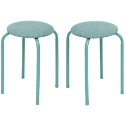 Krukjes-5five Stapelbaar zit krukje - metaal/polyester - blauw