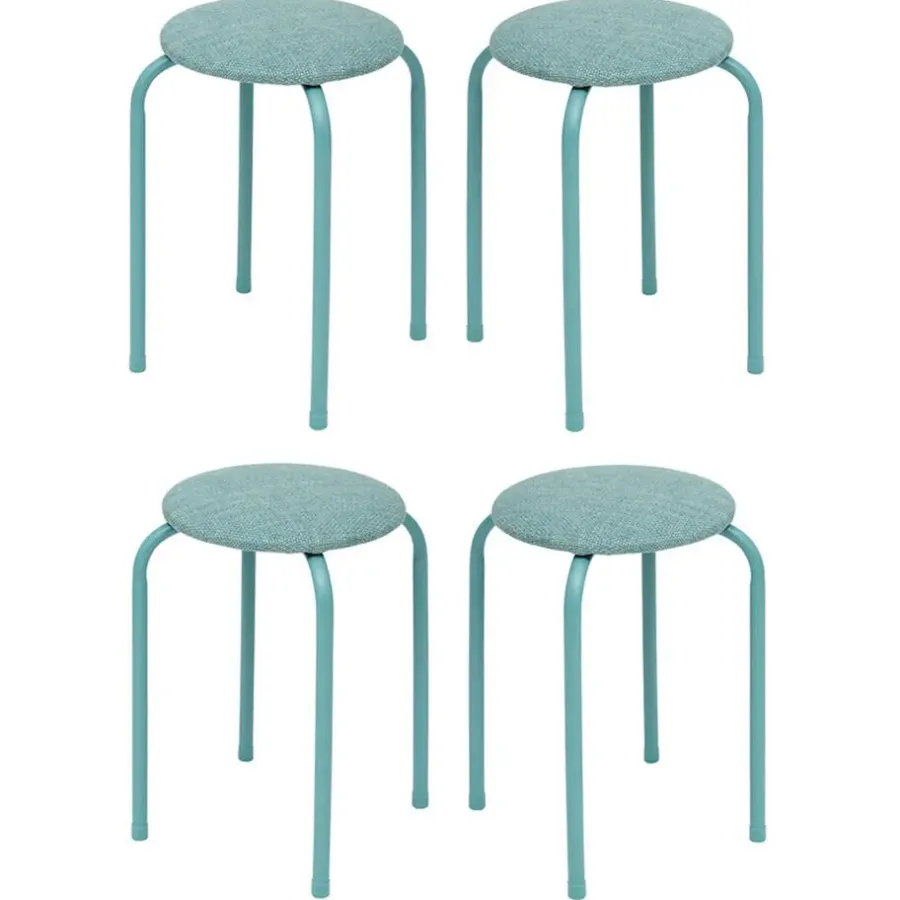 Krukjes-5five Stapelbaar zit krukje - metaal/polyester - blauw
