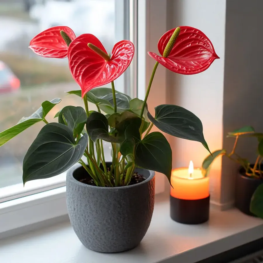 Kamerplanten-Plant in a Box Flamingoplant - Anthurium 'Royal Champion' - Hoogte 35-45cm - ø12cm