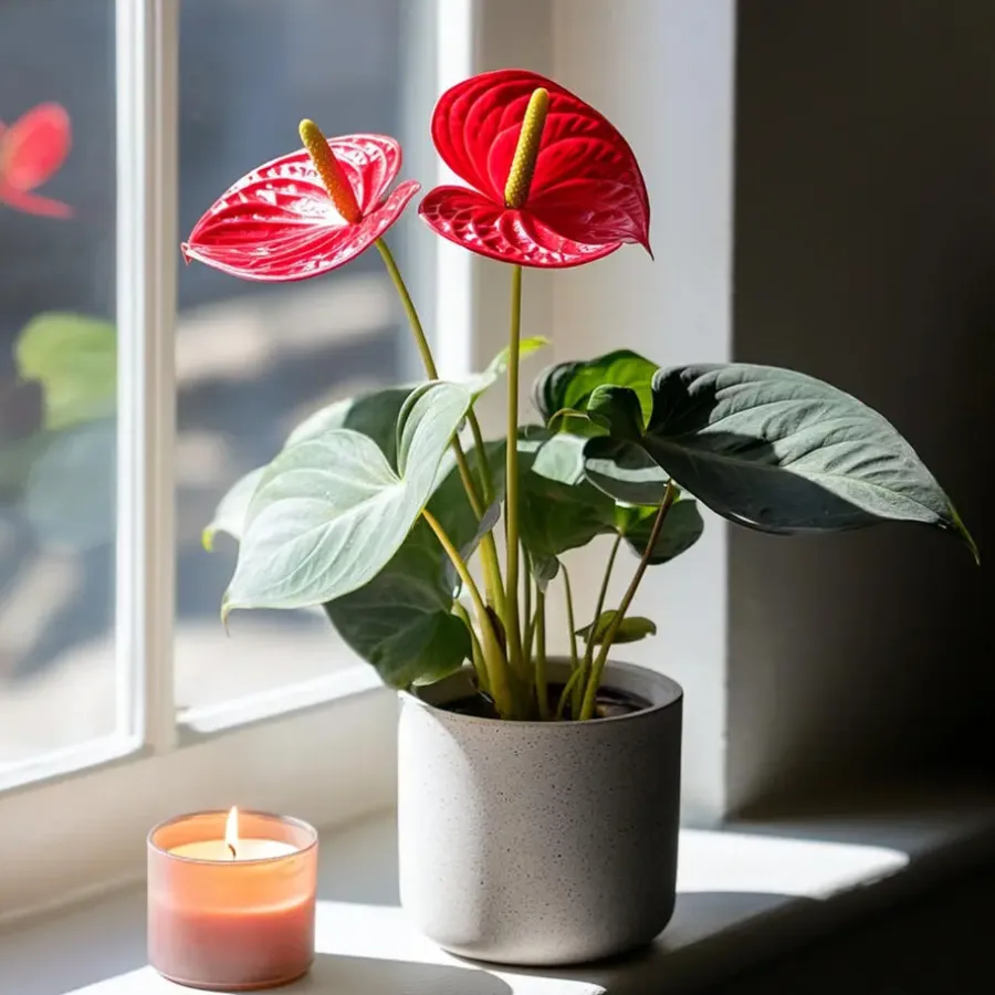 Kamerplanten-Plant in a Box Flamingoplant - Anthurium 'Royal Champion' - Hoogte 35-45cm - ø12cm