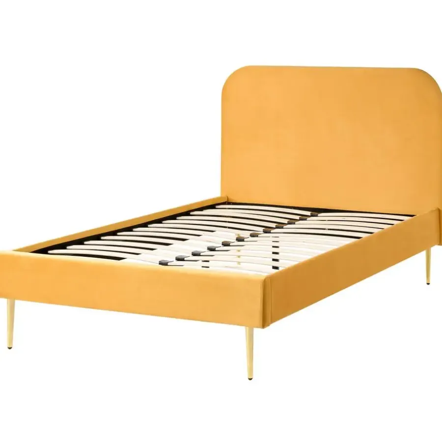 Twijfelaars-Leen Bakker FLAYAT - Eenpersoonsbed - Geel - 120 x 200 cm - Fluweel