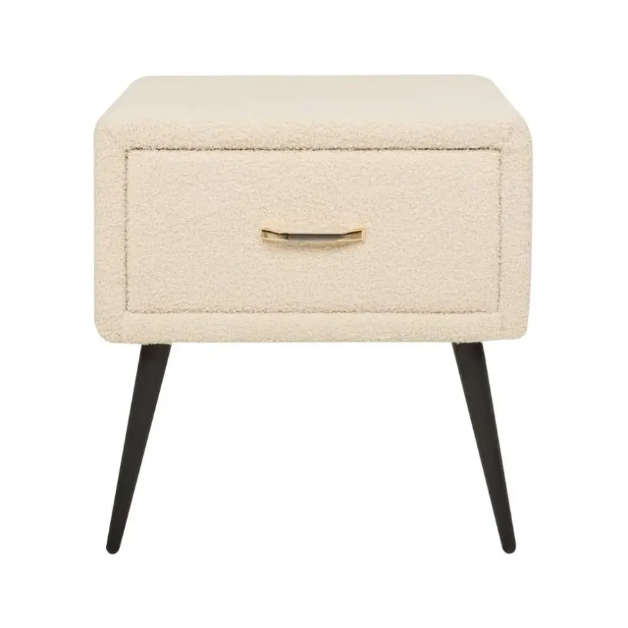 Nachtkastjes|Nachtkastjes-Beliani FLAYAT - Nachtkastje - Beige - Bouclé
