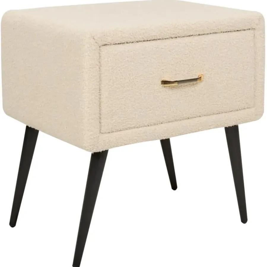 Nachtkastjes|Nachtkastjes-Beliani FLAYAT - Nachtkastje - Beige - Bouclé