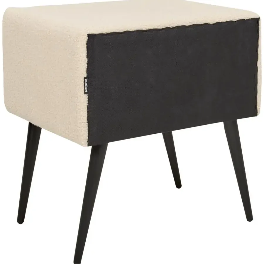 Nachtkastjes|Nachtkastjes-Beliani FLAYAT - Nachtkastje - Beige - Bouclé