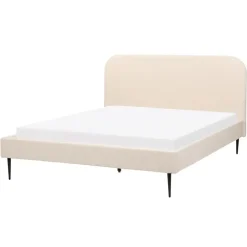 2-Persoons Bedden-Beliani FLAYAT - Tweepersoonsbed - Beige - 160 x 200 cm - Bouclé