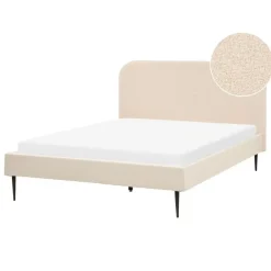 Twijfelaars-Beliani FLAYAT - Tweepersoonsbed - Beige - 140 x 200 cm - Bouclé