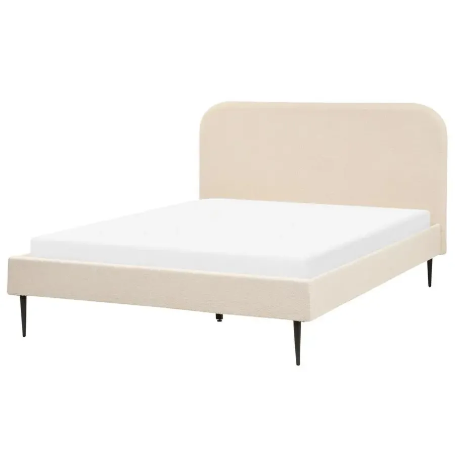 Twijfelaars-Beliani FLAYAT - Tweepersoonsbed - Beige - 140 x 200 cm - Bouclé