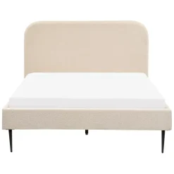 Twijfelaars-Beliani FLAYAT - Tweepersoonsbed - Beige - 140 x 200 cm - Bouclé