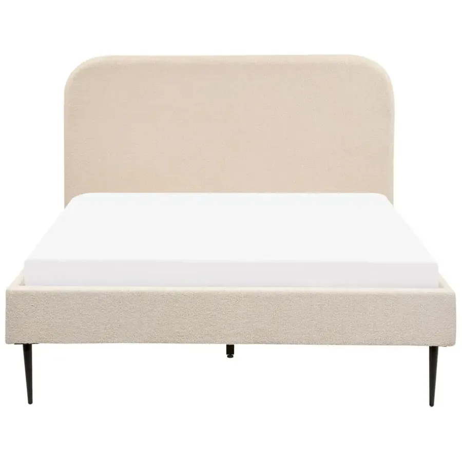 Twijfelaars-Beliani FLAYAT - Tweepersoonsbed - Beige - 140 x 200 cm - Bouclé