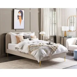 Beliani FLAYAT - Tweepersoonsbed - Beige - 140 x 200 cm - Fluweel