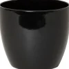 Floran Bloempot/plantenpot Boule - zwart - keramiek - 15 x 13 cm