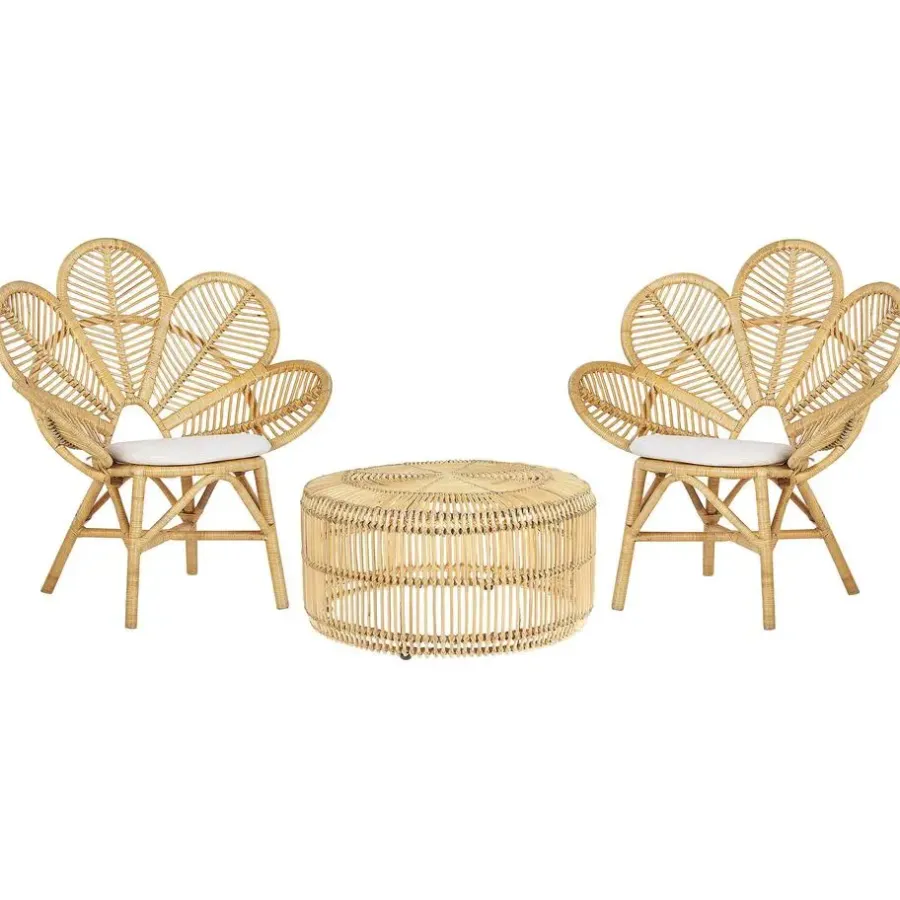 Beliani FLORENTINE / LIMNI - Bistroset voor 2 - Natuurlijk - Rotan