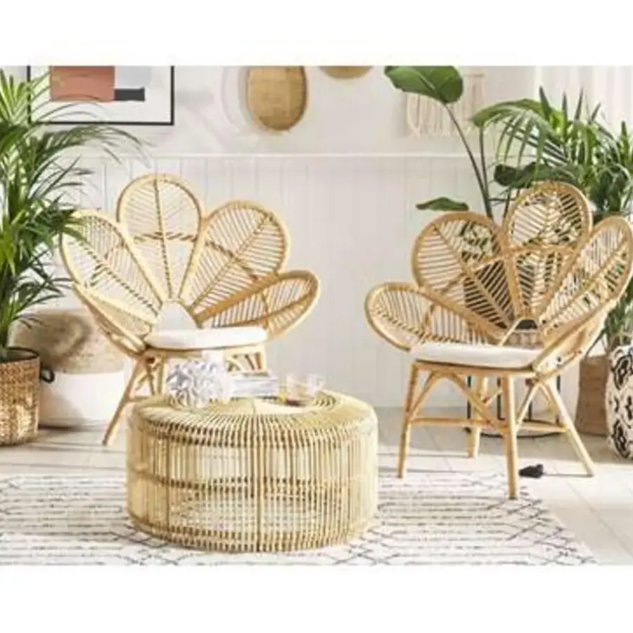 Beliani FLORENTINE / LIMNI - Bistroset voor 2 - Natuurlijk - Rotan