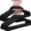 Merkloos Fluwelen Kleerhanger, 50 stuks, Anti-slip, 45 cm lang, Zwart en Rosé Goud