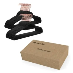 Merkloos Fluwelen Kleerhanger, 50 stuks, Anti-slip, 45 cm lang, Zwart en Rosé Goud