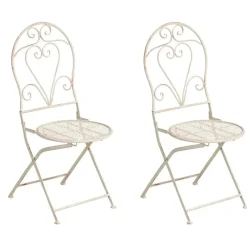 Leen Bakker FOLELLI - Set van 2 tuinstoelen - Lichtbeige - IJzer