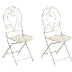Leen Bakker FOLELLI - Set van 2 tuinstoelen - Lichtbeige - IJzer