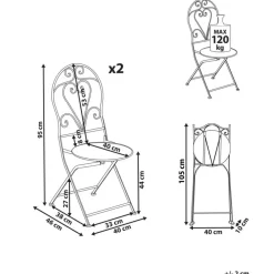 Leen Bakker FOLELLI - Set van 2 tuinstoelen - Lichtbeige - IJzer